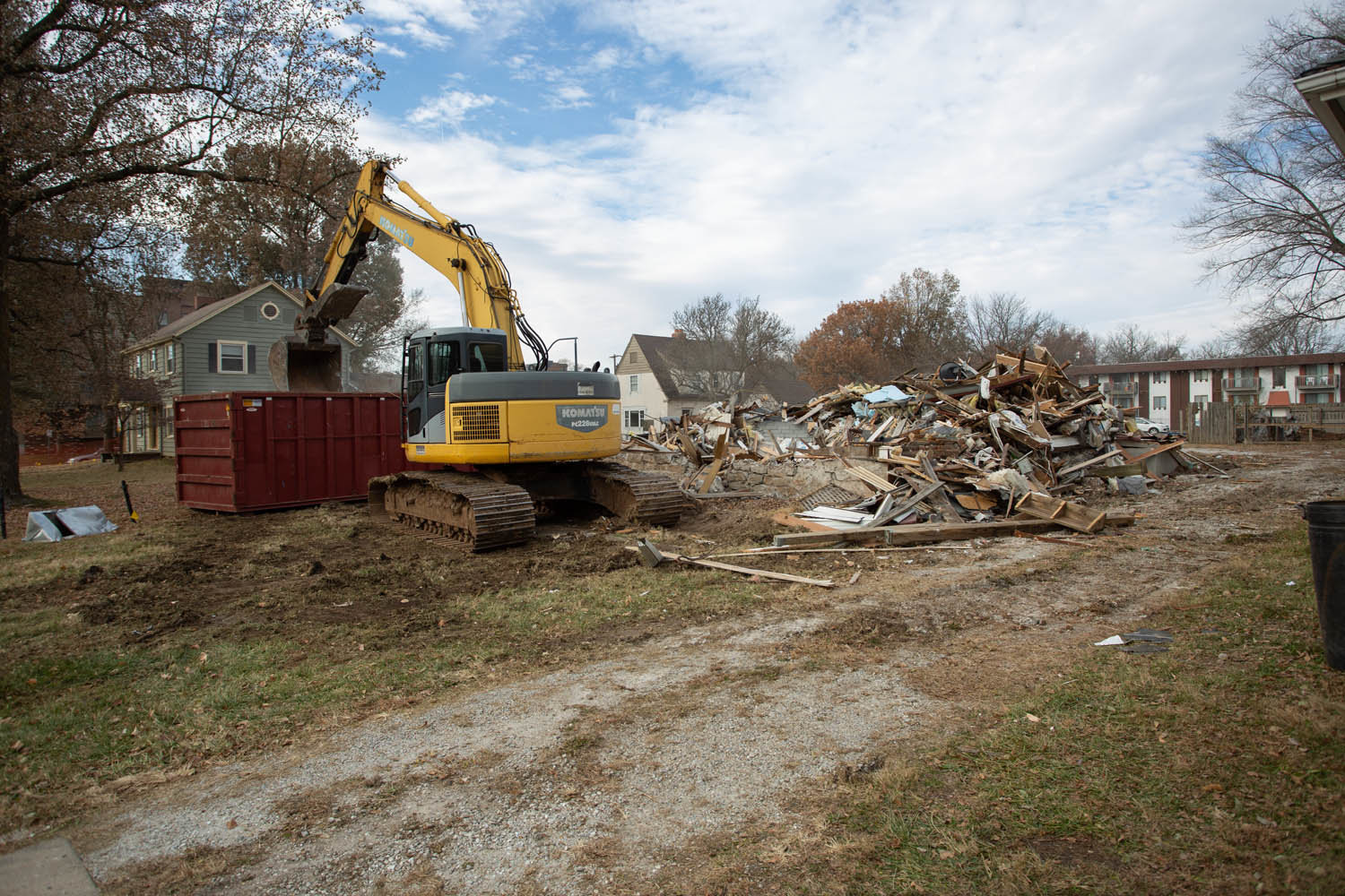 Several houses on East Cherry Street have been demolished to accommodate a residential development.